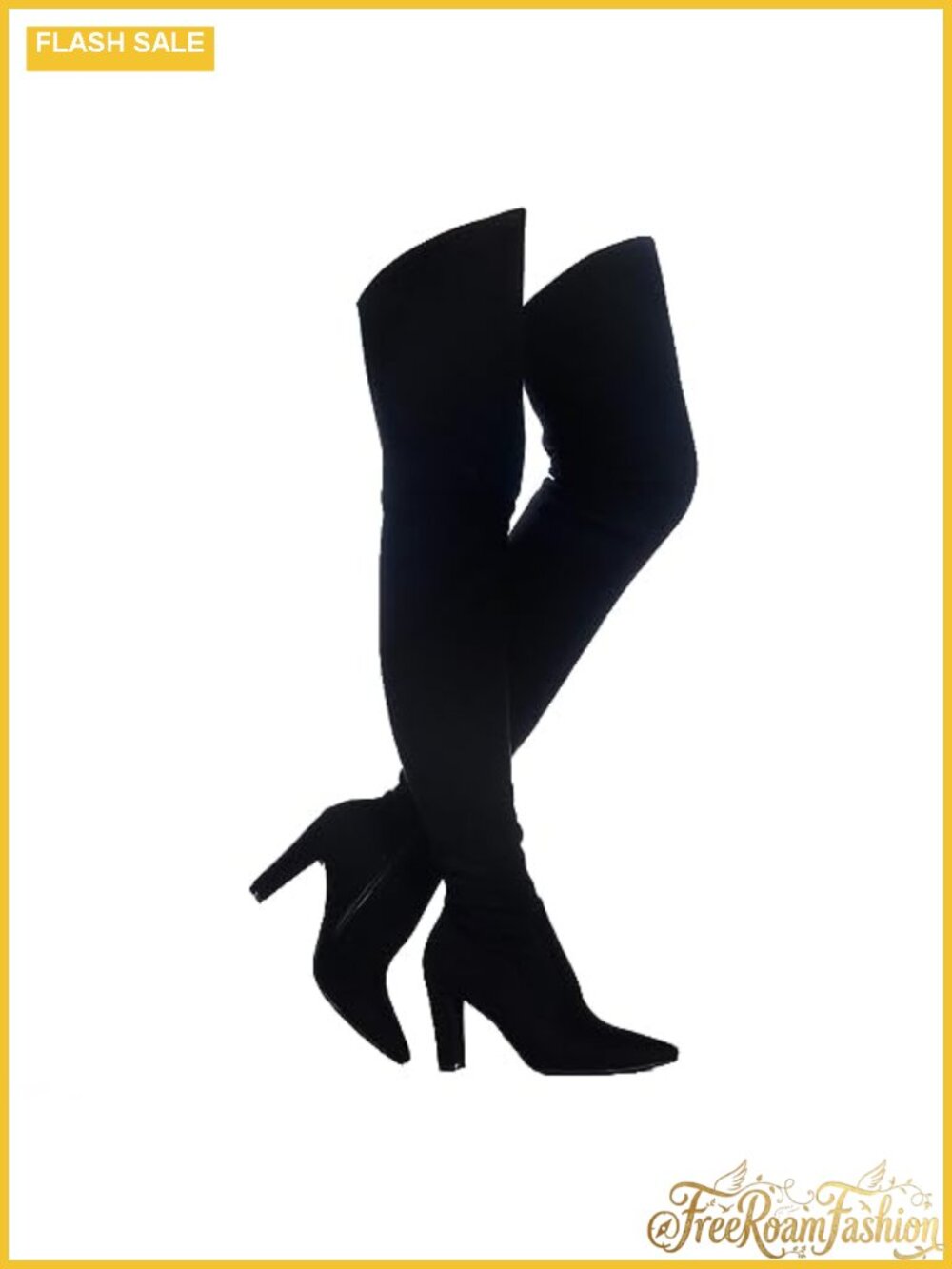 Women Suede Chunky Heel Over The Knee Thigh High Boots Stretch
